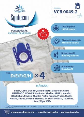 Bosch D/E/F/G/H/ Activa/BBS/BSG/BSGL/BSC/Sphera porzsák VCB 0049-2
