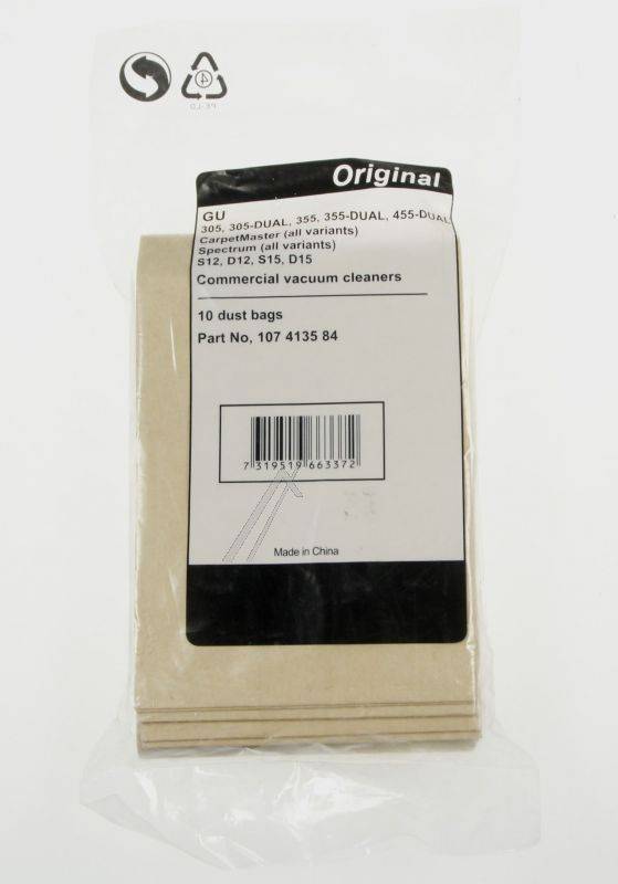 Nilfisk GU305/GU355/GU305 Dual/GU355 Dual/GU455 Dual/107413584 gyári papír porzsák VCB 0354