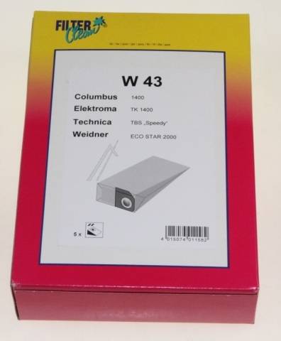 Columbus TK1400 Teppichkehrmaschine/W43 papír porzsák VCB 0091