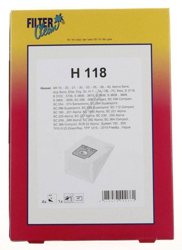 Hoover S 100/S 200/S 300/S 364/S 366/S 500.../H118 papír porzsák VCB 0056-2